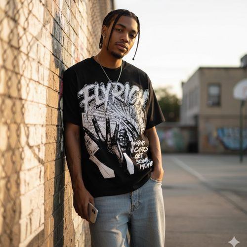 "FLYRICH" Boxy Fit T-shirt